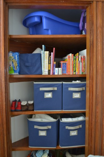 the funky closet set up to maximize space