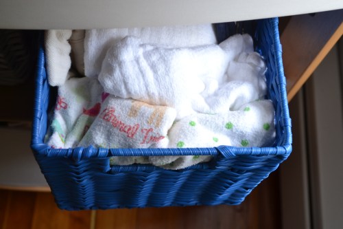 this basket holds burp cloths