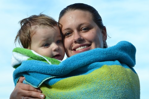 Grammy wrapped us up to keep us warm.