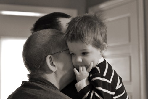 Group hug with Grammy and Papa A. 